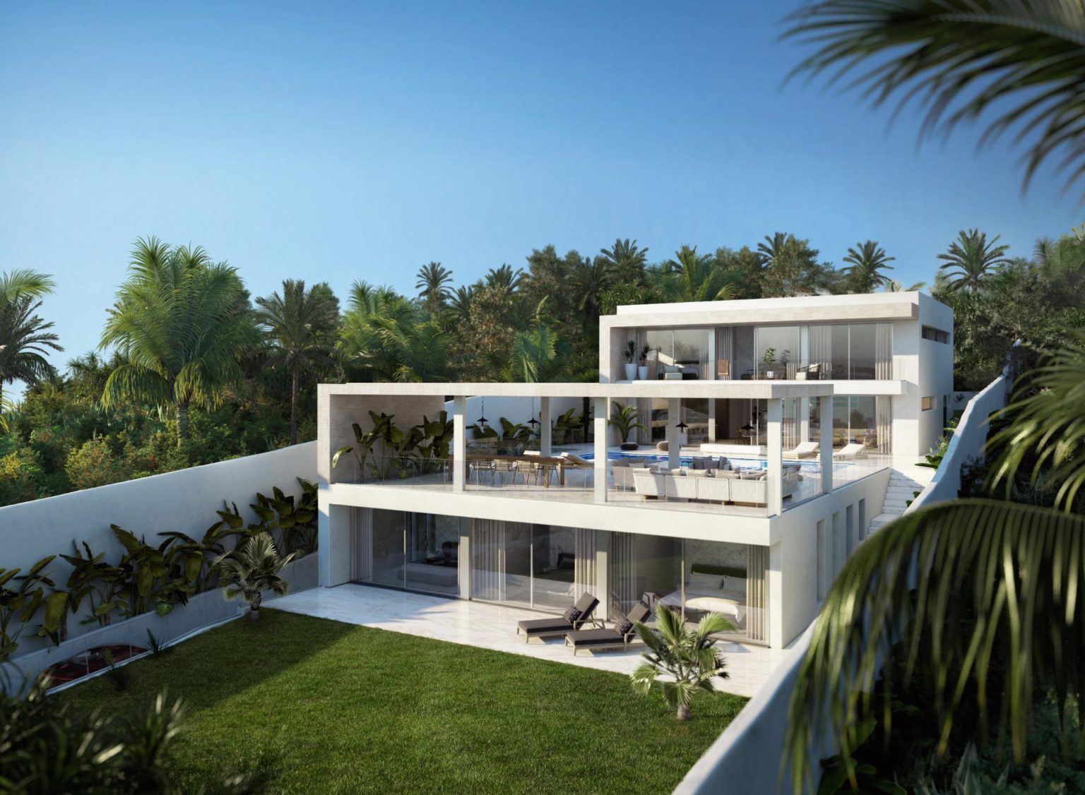 Nouvelles villas de luxe exquises avec une vue imprenable sur la mer dans un endroit idéal
