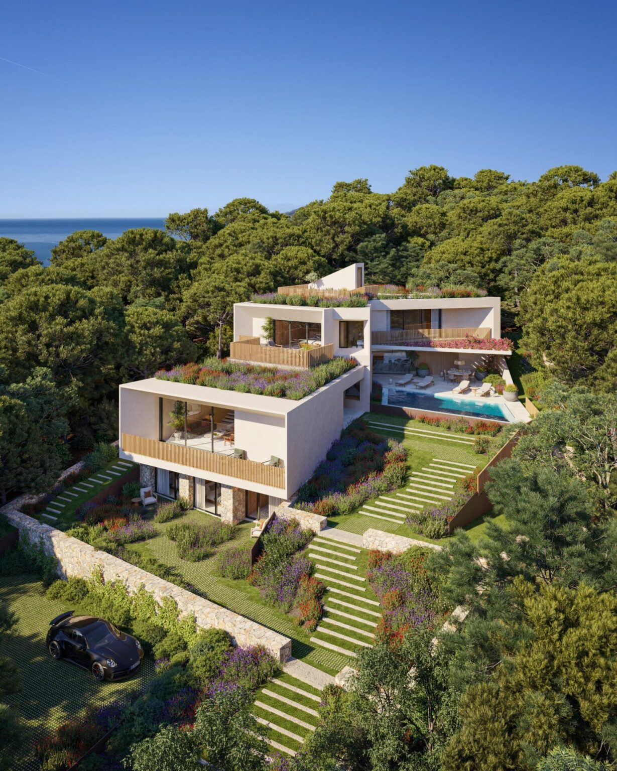 Exquisite Villa auf einem Hügel mit atemberaubendem Blick auf Ibiza